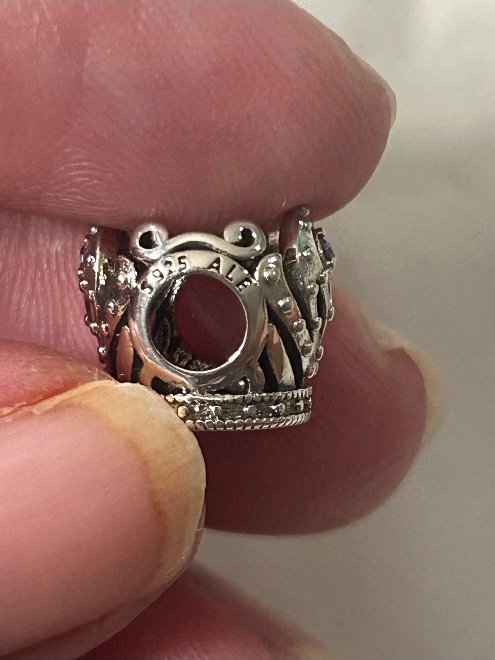 Pandora Silver Crown Charm with Clear Accents - Picture 5 of 6